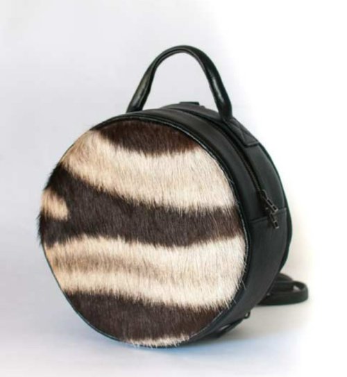 Grace Round Zebra Leather Mini Backpack