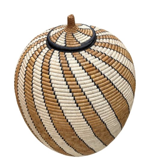 Hand Weaved Striped Zulu Basket