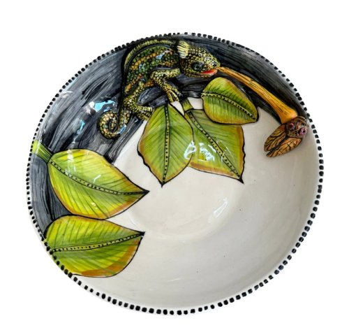 3D Ceramic Chameleon Bowl