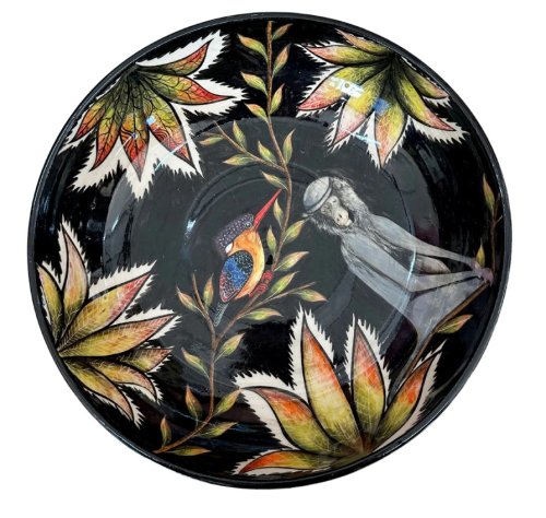 Large Hand Painted Ceramic Salad Bowl