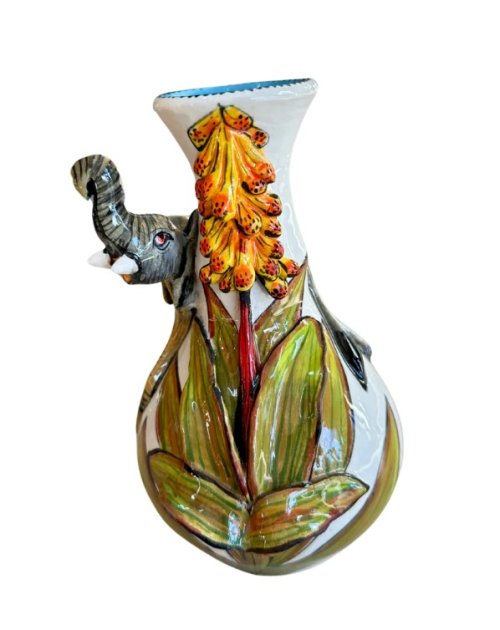 Large Ceramic Elephant Rose Vase