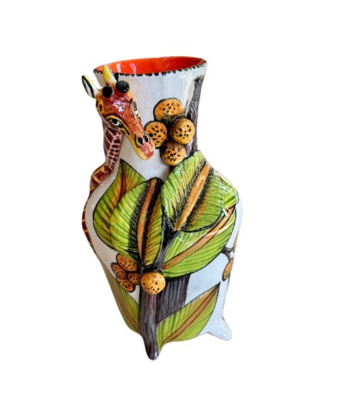 Large 3D Ceramic Giraffe Rose Vase