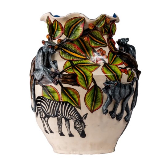 Large Hand Painted 3D Ceramic Vases