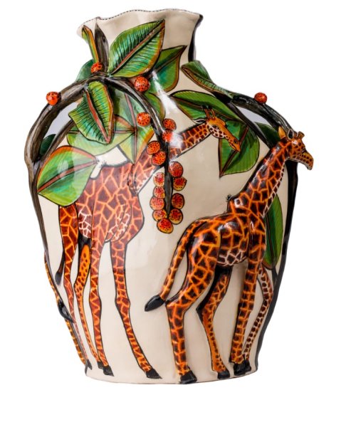 Large Hand Painted Giraffe Vase