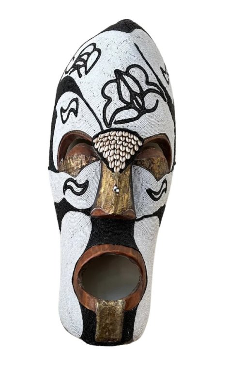 Thick Beaded African Fang Mask Male