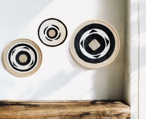 Tonga / Binga Baskets - 3 Piece Black &amp; White Set