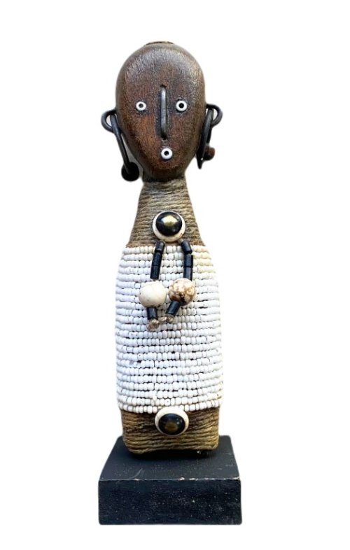 Wooden Beaded Namji Doll - White