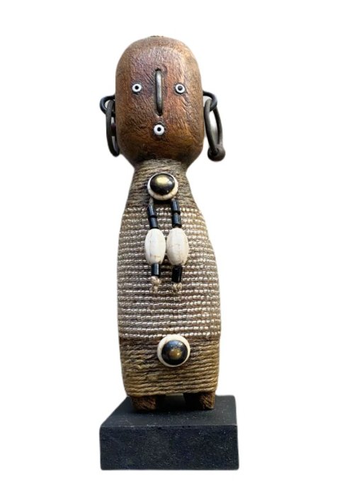 Wooden Beaded Namji Doll - Silver