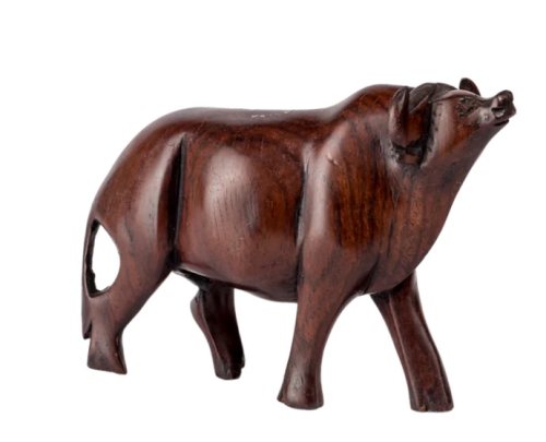 Carved Ebony Wooden Buffalo Sculpture