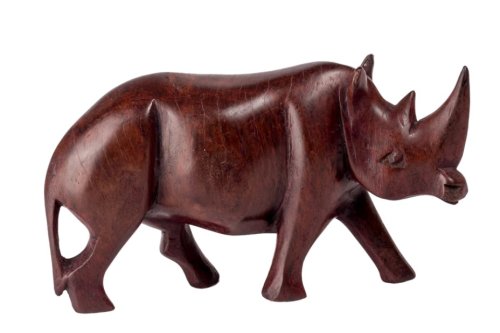 Carved Ebony Wooden Rhino Sculpture