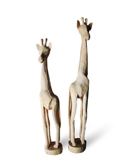 Carved Wooden Giraffe Figurine
