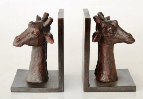 Pair of Giraffe Head Book Ends