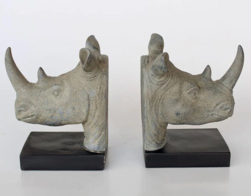 Pair of Rhino Head Book Ends