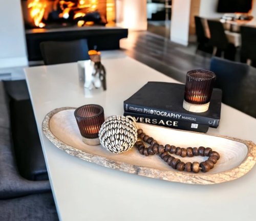 Rustic Hand Carved Wooden Platter