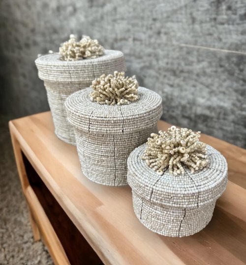 Beaded Containers Set of 3