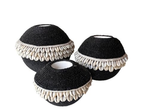 Beaded Shell Candle Holder - 3" x 4"