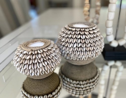 Stained Cowrie Shell Tea Lights - 7" x 7"