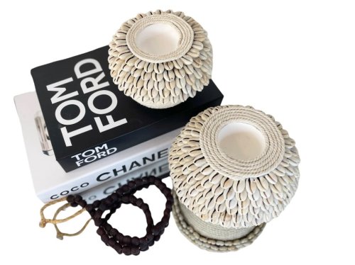 Off White Cowrie Shell Tea Lights - 3" x 4"