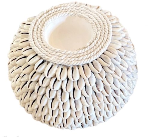 Off White Cowrie Shell Tea Lights - 7" x 7"