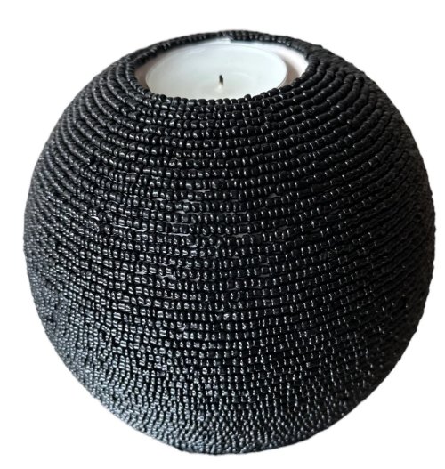 Black Beaded Tea Lights - 3" x 4"