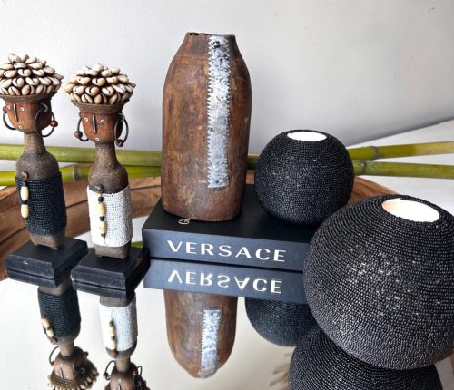 Black Beaded Tea Lights - 3" x 4"