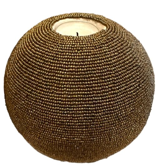 Gold Beaded Tea Lights - 3" x 4"